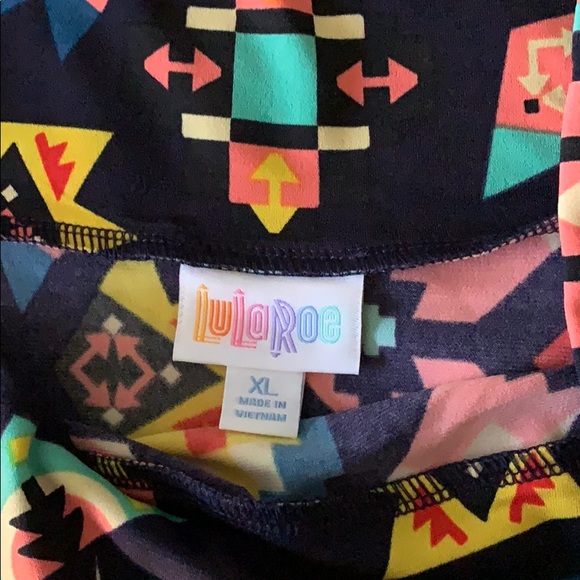 Robe Maxi LULAROE Taille S - Imprimé Géométrique Vert/rouge/noir - Stretch Long - Occasion Très Bon état